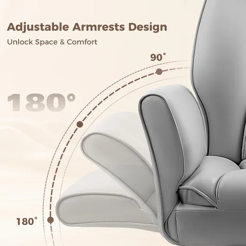 Miniatura 4 de Big and Tall Office Chair, Flip Armrests for Cross Legged Sitting, Ergonomic Leather Executive Desk Chair with Foot Rest, High-Back Reclining