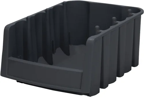Akro-Mils 30776 Contenedores de almacenamiento de plástico apilables económicos (18 pulgadas x 6-5/8 pulgadas x 7 pulgadas), color negro (paquete de
