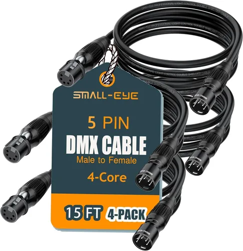 Miniatura 8 de SMALL-EYE Cable DMX de 5 pines de 10 pies, paquete de 4 cables macho a hembra de iluminación de escenario DMX512 (10 pies)