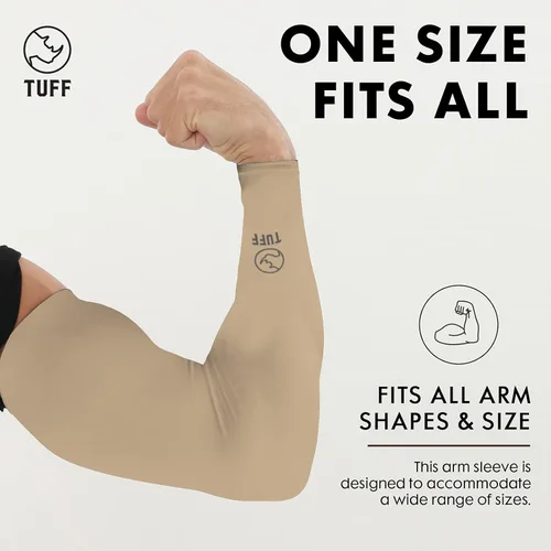 Miniatura 2 de TUFF - Mangas de compresión para brazos refrigerantes, mangas de brazo UPF 50 para hombres y mujeres.. Beige 1 Par