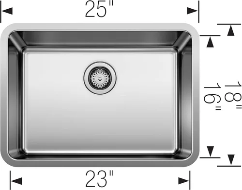 Miniatura 2 de BLANCO, Fregadero de cocina FORMERA de acero inoxidable 442766 con un solo tazón, 25 x 18 pulgadas