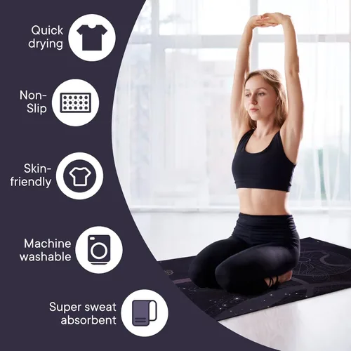 Miniatura 2 de Toallas de yoga, toalla antideslizante para esterilla de yoga caliente con puntos de agarre, manta de yoga de microfibra suave súper absorbente