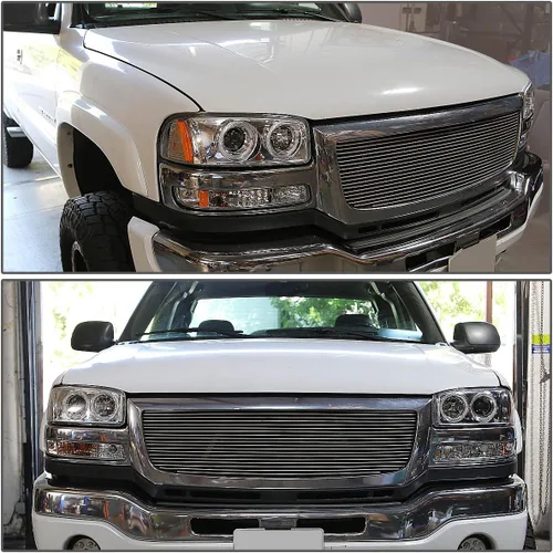 Miniatura 6 de DNA MOTORING Juego de ensamble de faros Compatible con 99-07 GMC Sierra 1500/01-07 Sierra 1500HD 2500HD 3500/00-06 Yukon XL 1500 2500, Cromo/Ámbar