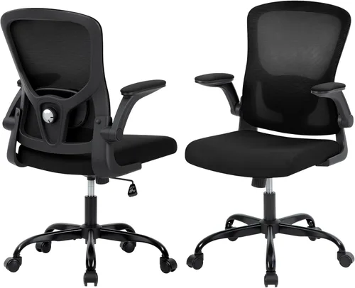 Silla de oficina ergonómica de 350 libras con soporte lumbar ajustable, brazos abatibles y bloqueo de inclinación, sillas de escritorio de oficina