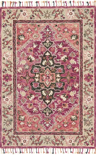 Miniatura 10 de Loloi Zharah Collection ZR-03 Rose/Denim, alfombra de pasillo de transición, 2'-6" x 7'-6" Rosa; azul oscuro