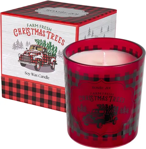 Miniatura 7 de ROMIIE ZOI Vela perfumada de Navidad - Vela de cera de soja de 6oz, reno navideño, infundida con aroma a menta - Caja de regalo de tartán escocés