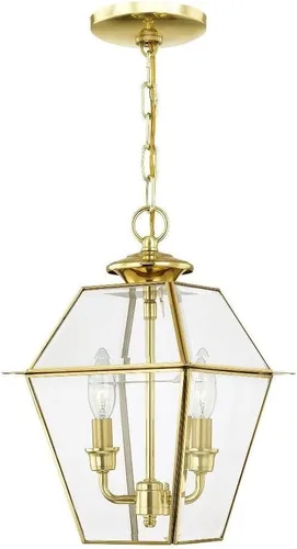 Miniatura 9 de Livex Lighting 2285-01 Westover - Farol colgante para exteriores, 2 luces, latón antiguo