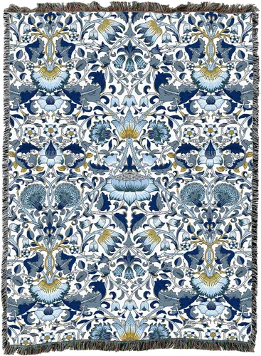 Miniatura 14 de Pure Country Weavers William Morris Lodden Cornflower Blanket - Artes y Oficios - Tapiz Decorativo de Regalo Tejido de Algodón - Fabricado