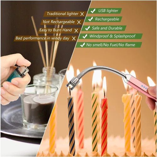 Miniatura 4 de MEIRUBY Paquete de 2 Encendedores Eléctricos para Velas, Regalos de Navidad para Rellenar Calcetines de Cumpleaños para Mujeres Mamá Hombres Esposa