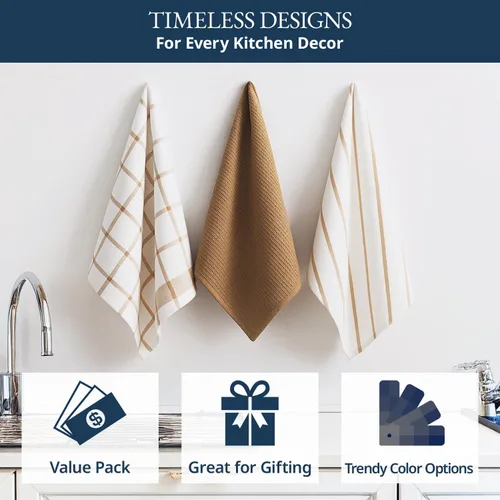 Miniatura 4 de LANE LINEN Juego de toallas de cocina y paños de cocina de 12 - 100% algodón, de secado rápido 18” x 28” Toallas absorbentes para platos y té, 01
