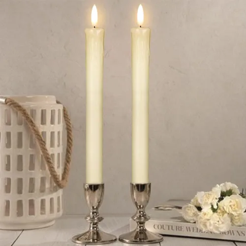 Miniatura 4 de GenSwin Velas cónicas de cera goteo sin llama parpadeantes con control remoto de 10 teclas, funciona con pilas, luz LED cálida 3D para ventana