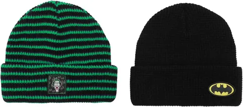 DC Comics Joker and Batman - Paquete de 2 gorros con licencia oficial, hilo acrílico, OSFM multicolor, Multi colorido