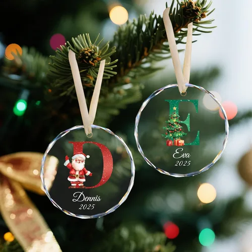 Miniatura 2 de Adornos con nombre de letra para árbol de Navidad, adornos de Navidad personalizados 2025, adornos de nombre inicial personalizados, decoraciones