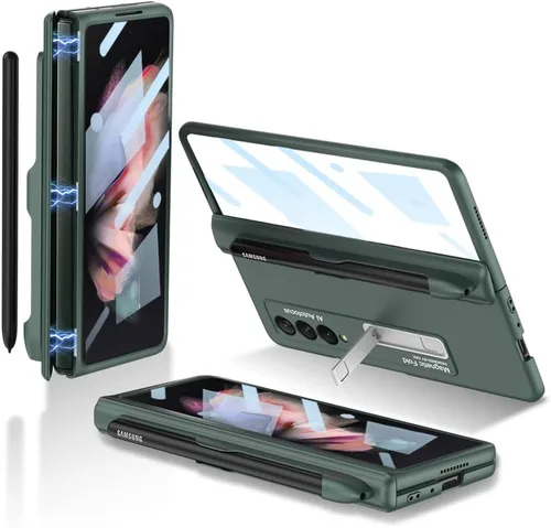 Miniatura 8 de Funda protectora de pantalla para Samsung Galaxy Z Fold 3 de 0.18 oz, protección completa de 360 grados, con protector de pantalla de vidrio Negro
