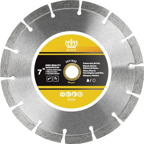 Miniatura 7 de Kingthai Hoja de sierra de diamante de hormigón de corte segmentado húmedo y seco de 9 pulgadas para mampostería con eje de 7/8-5/8 pulgadas