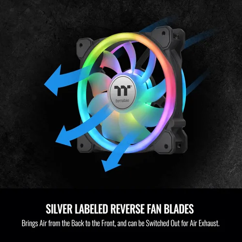 Miniatura 4 de Thermaltake SWAFAN - Ventilador de radiador RGB 12 TT Premium Edition, paquete de 3, diseño de hoja de ventilador intercambiable, dirección de flujo