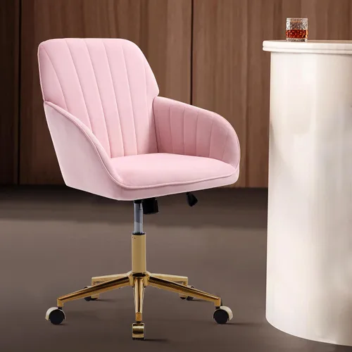 Miniatura 12 de Silla de escritorio de terciopelo para oficina en casa, moderna silla ajustable para computadora, silla giratoria, bonitas sillas de tocador