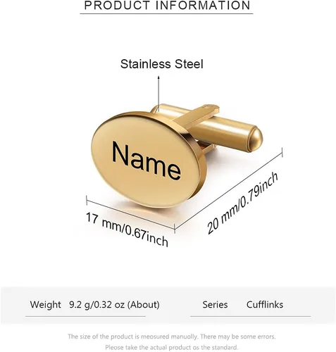 Miniatura 2 de Gemelos de hombre con nombre personalizado para hombres, gemelos personalizados con 26 letras iniciales del alfabeto, para esposo, a la moda