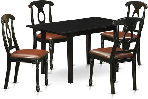 Miniatura 13 de East West Furniture NOKE3-BLK-LC - Juego de mesa de comedor de 3 piezas contiene una mesa de comedor rectangular con hoja de mariposa y 2 sillas