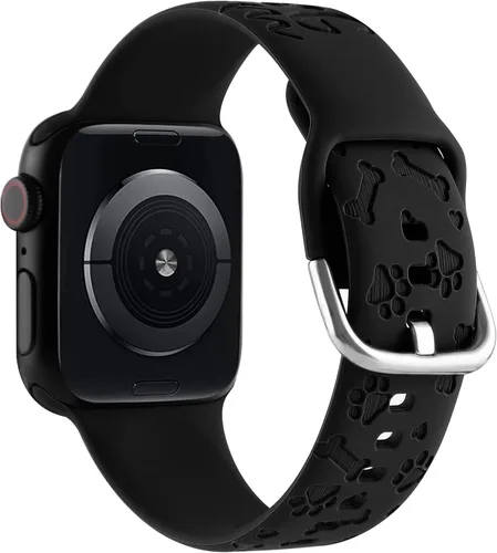Miniatura 2 de Correa de silicona grabada con diseño de pata de perro compatible con Apple Watch 38 40 1.614 in 42 44 45 46 1.929 in para mujeres y hombres, correa