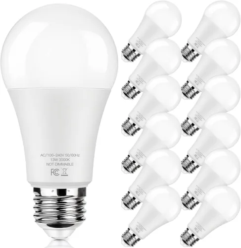 Miniatura 8 de Bombillas LED equivalentes a 100 W, 1500 lúmenes, A19 13 W 2700 K, blanco cálido, no regulable, superbrillante, sin parpadeo, bombillas de rosca