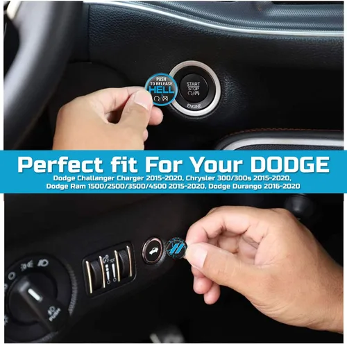 Miniatura 3 de TOOLEPIC Cubierta de botón de arranque para Dodge Challenger Charger Durango Accesorios 2015-2025 - Kit de interruptor de encendido y parada