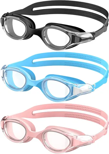 Miniatura 12 de NSSIW Gafas de natación para adultos: gafas de piscina para hombres y mujeres con protección UV400 antivaho sin fugas, paquete de 3