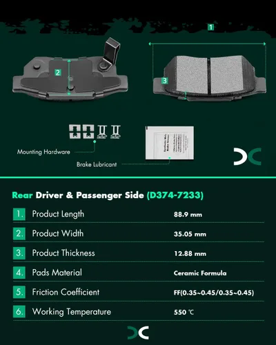 Miniatura 4 de SCITOO Juego de pastillas de freno de cerámica delanteras y traseras D374 D465 para Acura CL 1997-1999, Honda Civic 2002-2003 2006-2011, para Honda