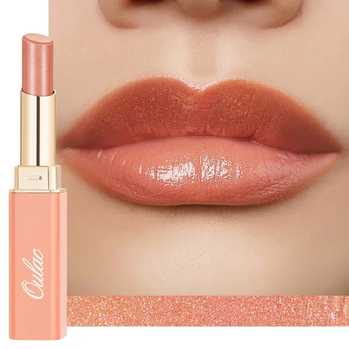 Miniatura 21 de Oulac Lápiz Labial Rosa Hidratante con Brillo - Lápiz Labial Hidratante Bálsamo Labial Tintado Brillante, Acabado Brillante Transparente Jugoso
