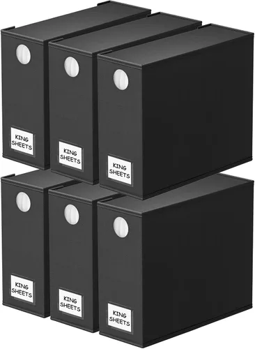 Miniatura 11 de SpaceAid Paquete de 4 organizadores de sábanas y almacenamiento, organizador de sábanas plegable para armario de lino, juego de sábanas con ventana