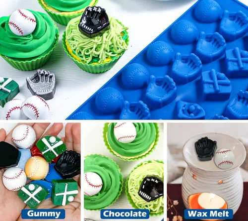 Miniatura 2 de Webake El Molde Original de Silicona para Chocolate de Béisbol para Chocolate, Dulces, Decoraciones de Cupcakes, 30 Cavidades en Forma de Softball