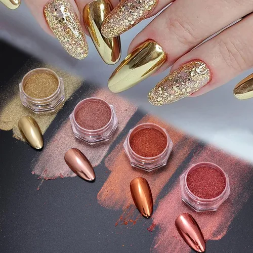Miniatura 5 de Juego de 24 polvos de uñas cromados – Polvo de pigmento con efecto espejo con purpurina para uñas, manicura de metal camaleón, suministros para uñas