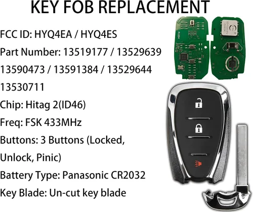 Miniatura 4 de Llavero inteligente para Chevrolet Blazer 2018-2025, Alliskeys - Llavero de control remoto de proximidad de 3 botones de reemplazo para Chevy Blazer