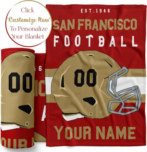 Miniatura 15 de Manta personalizada para fanáticos del fútbol americano – Se envía al día siguiente – Hecha en Estados Unidos – Manta de vellón personalizada