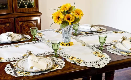Miniatura 3 de Mantel individual bordado de girasoles de granja, tapete de mesa auxiliar, tapete para mesas, decoración de habitación solar y cocina