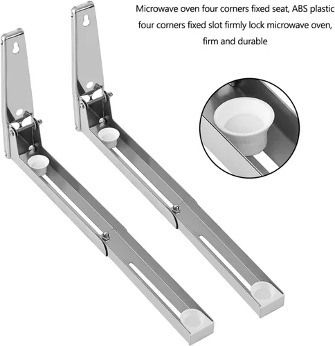 Miniatura 3 de Soporte de pared para estante, soporte universal de acero inoxidable para microondas, estante plegable ajustable y resistente, para accesorios