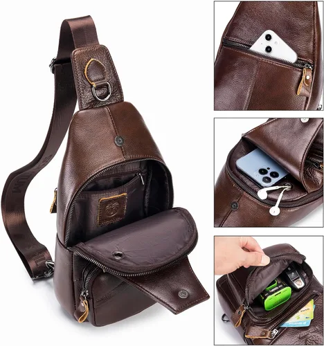 Miniatura 163 de LUKZIJAES Bolso bandolera de cuero genuino para hombre