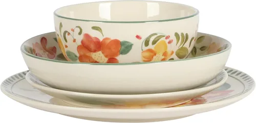 Miniatura 6 de Bloomhouse Cassia Bud 16 Piezas Juego de Vajilla de Gres con Cuencos Dobles Pintados a Mano y Platos Florales