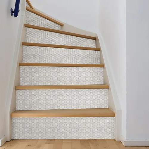 Miniatura 5 de In Home InHome NH2359 - Azulejos hexagonales de mármol para salpicaduras, color blanco y blanco roto