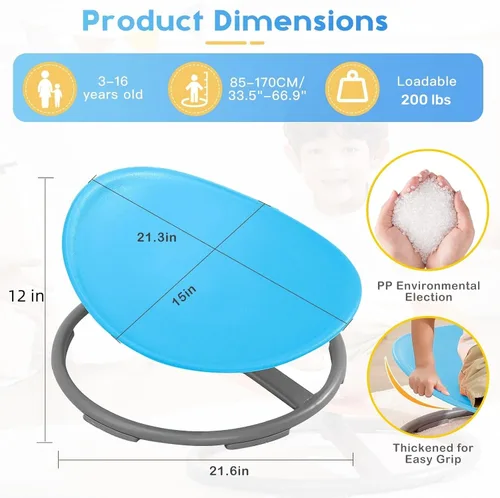 Miniatura 2 de BABAMU Silla giratoria para niños autistas, silla giratoria sensorial, capacidad de peso de 220 libras, productos sensoriales para autismo, juguetes