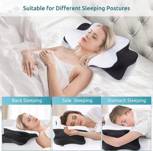 Miniatura 3 de DONAMA - Almohada cervical ortopédica para alivio de dolor del cuello, espuma viscoelástica contorneada, soporte ergonómico para dormir de lado