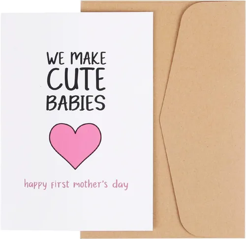 CJ&M Tarjeta de felicitación para el Día de la Madre, We Make Cute Babies, Feliz primer día de la madre, tarjetas del día de la madre para mamá,