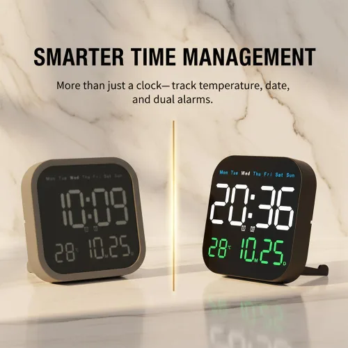 Miniatura 6 de Reloj de pared digital con pantalla grande 2026 Reloj despertador LED con control remoto, temperatura, día calendario, brillo regulable