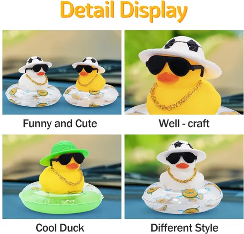 Miniatura 4 de wonuu Accesorios para automóvil, patos de goma, decoraciones de tablero de patos de goma, accesorios rosados, decoración de coche, patos