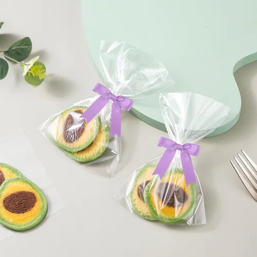 Miniatura 5 de Meseey 50 lazos de satén de 3 pulgadas, color morado uva, preatados, para bolsas de golosinas, cesta de envoltura de regalo, boda, baby shower