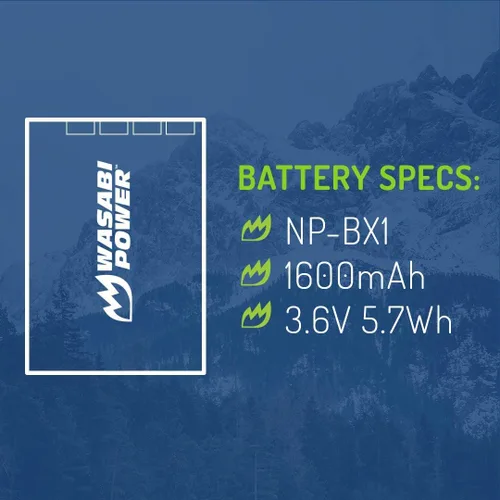 Miniatura 3 de Wasabi Power Batería NP-BX1 (paquete de 2) para Sony NP-BX1/M8, ZV-1, ZV-1 II, Cyber-Shot DSC-HX95, HX99, HX350, RX1, RX1R II, RX100