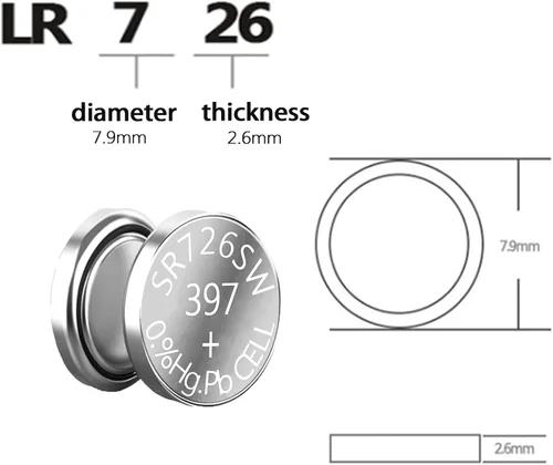 Miniatura 4 de SKOANBE SR726SW 397 1.5V Batería de reloj de óxido de plata, 10 paquetes