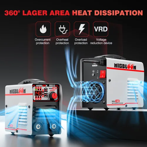 Miniatura 3 de Máquina de soldadura de palo 140A 110V pequeña máquina de soldadura ARC Mini soldador portátil MMA, soldador inversor IGBT con VRD, arranque