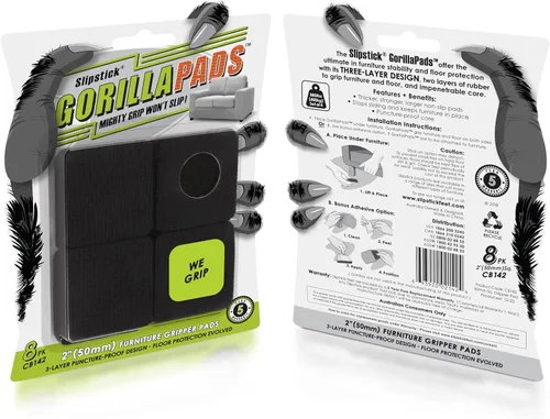Miniatura 2 de Slipstick GorillaPads CB142 almohadillas antideslizantes para muebles/agarradores (set de 8) protectores de piso para patas de muebles, 2 pulgadas