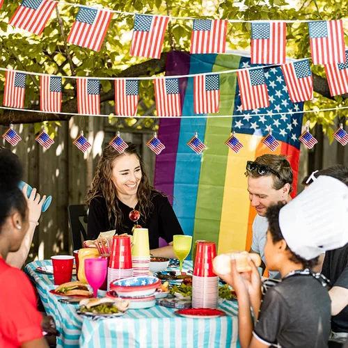 Miniatura 6 de Watayo 8 piezas de adornos de vidrio con bandera americana, adornos de bandera de vidrio soplado patriótico, banderas de EE. UU. del 4 de julio